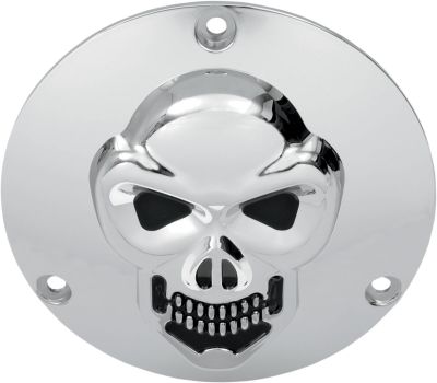 19020062 - DRAG SPECIALTIES 3-D SKULL DERBY COVER CHROME 3-HOLE