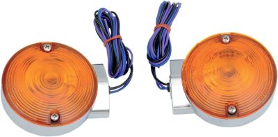 20200591 - DRAG SPECIALTIES REPLACEMENT FRONT TURN SIGNALS FLAT CHROME/ AMBER LEN...