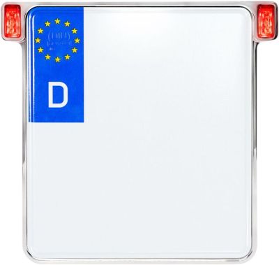 20301239 - HeinzBikes ALL-INN 2.0 Chrome Lic Plate Holder w/Brake & Rear Light