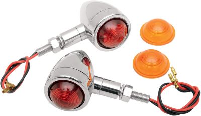20400276 - DRAG SPECIALTIES MINI-BULLET MARKER LIGHTS AMBER/RED LENS CHROME