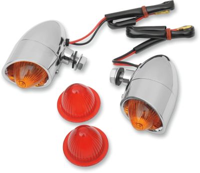20400533 - DRAG SPECIALTIES MINI-RETRO MARKER LIGHTS BOLT-MOUNT AMBER/RED LENS CH...