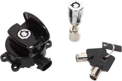 21060250 - DRAG SPECIALTIES GLOSS BLACK SIDE HINGE IGNITION SWITCH WITH FORK LOCK...