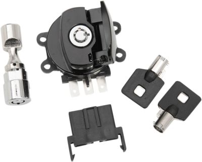21060253 - DRAG SPECIALTIES GLOSS BLACK SIDE HINGE IGNITION SWITCH WITH FORK LOCK...