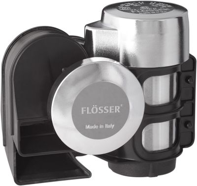 21070241 - FLOSSER AIR HORN TWO-TONE LOW520/HIGH660 HZ 12V CHROME