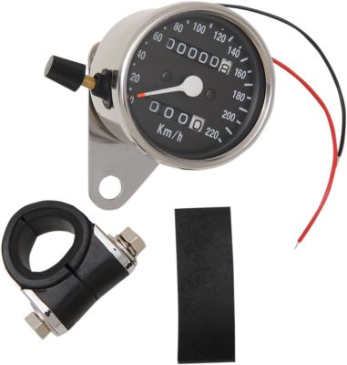 22100331 - DRAG SPECIALTIES CHROME MINI MECHANICAL SPEEDOMETER WITH TRIPMETER
