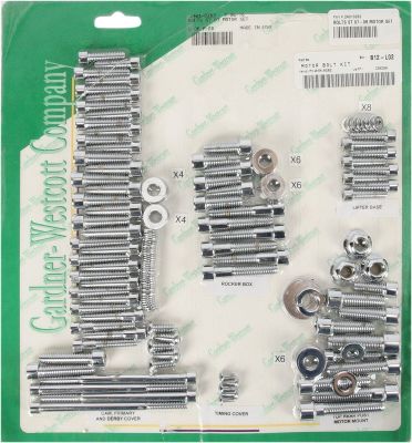 24010282 - GARDNER-WESTCOTT MOTOR BOLT SET SMOOTH STEEL CUSTOM REPLACEMENT CHROME...