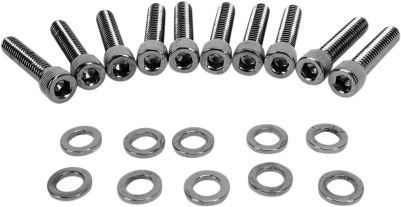 24010572 - DRAG SPECIALTIES BLACK CHROME SOCKET-HEAD CAM COVER BOLT KIT KNURLED