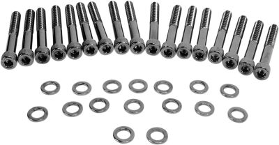 24010574 - DRAG SPECIALTIES BLACK CHROME SOCKET-HEAD PRIMARY COVER BOLT KIT KNURL...