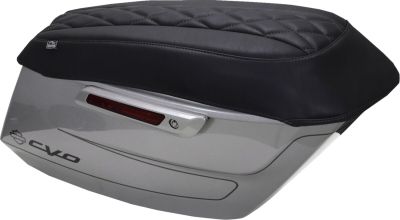 35012236 - Mustang Deluxe Diamond Saddlebag Lid Cover - Black w/ Black Stitch - F...