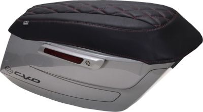 35012237 - Mustang Deluxe Diamond Saddlebag Lid Cover - Black w/ Dark Cherry Stit...