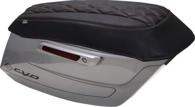 35012239 - Mustang Deluxe Diamond Saddlebag Lid Cover - Black w/ Mandarin Orange ...