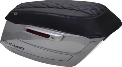 35012240 - Mustang Deluxe Diamond Saddlebag Lid Cover - Black w/ Sky Blue Stitch ...