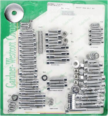 DS175002 - GARDNER-WESTCOTT MOTOR BOLT SET SMOOTH STEEL CUSTOM REPLACEMENT CHROME...