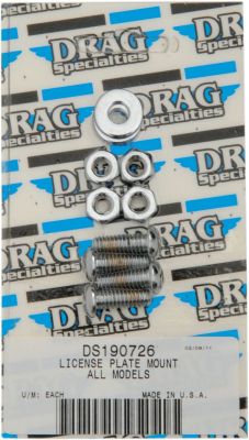 DS190726 - DRAG SPECIALTIES CHROME SOCKET-HEAD LICENSE PLATE MOUNT BOLT KIT KNURL...