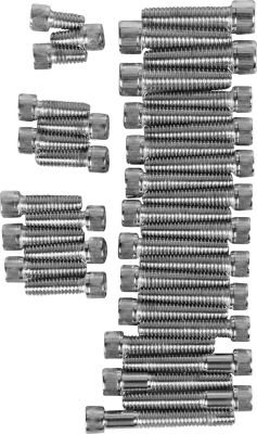 DS190758 - DRAG SPECIALTIES CHROME SOCKET-HEAD PRIMARY/CAM COVER BOLT KIT KNURLED...
