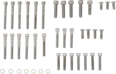 DS190873 - DRAG SPECIALTIES CHROME SOCKET-HEAD PRIMARY/CAM COVER BOLT KIT KNURLED...