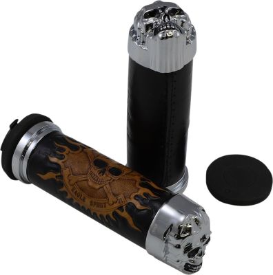 DS243255 - DRAG SPECIALTIES GRIPS SKULL W/ PLAIN EYES