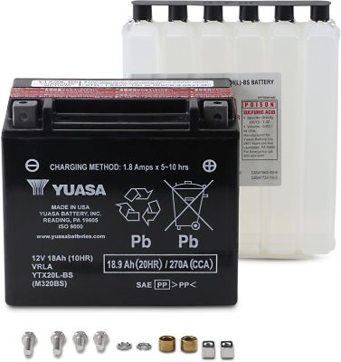 YTX20LBS - YUASA BATTERY YTX® 12V 172,72 MM X 86 MM X 155 MM LEAD ACID MAINTENAN...