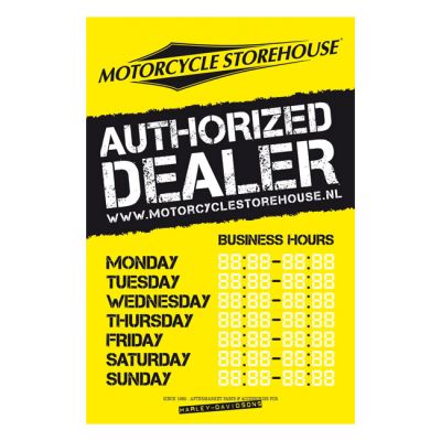 300005 - MCS Motorcycle storehouse, 'business hours' decal