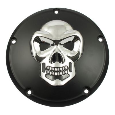 500576 - MCS Skull derby cover 5-hole. Black & Chrome