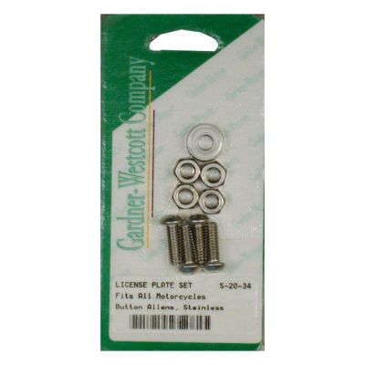 505201 - GARDNER-WESTCOTT License plate to bracket mount kit. Chrome. Hex