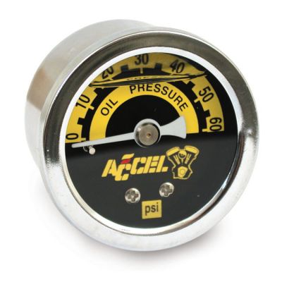 517552 - ACCEL, oil pressure gauge, 0-60 PSI. Chrome