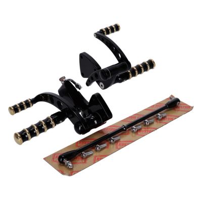 532242 - KUSTOM TECH K-Tech, Vintage Style forward controls. Black & brass