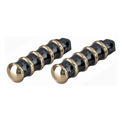532244 - KUSTOM TECH K-Tech, Vintage rider foot pegs. Black & Brass