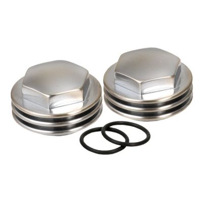 532366 - KUSTOM TECH K-Tech, Knuckle rocker nuts. Finned, satin chrome finish