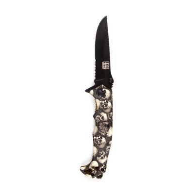 545481 - Army Surplus KNIFE SKULL & CLIP BLACK IVORY