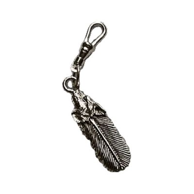 550591 - MCS WOLF'S HEAD FEATHER ZIPPER PULL