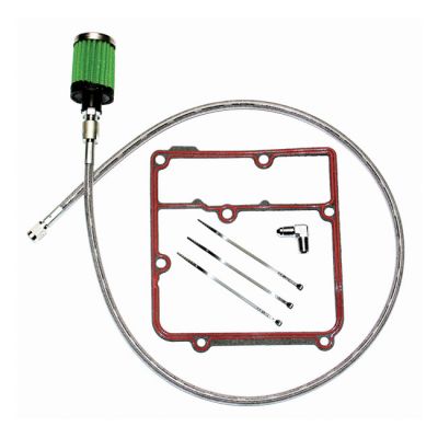 566059 - Feuling, oil tank breather kit. Polished. Dyna