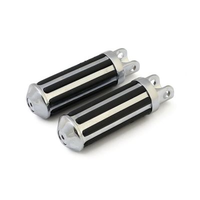 599080 - MCS Rail foot pegs large diameter. Chrome w/rubber inlays