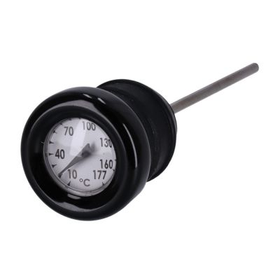 700658 - MCS Oil tank dipstick with temperature gauge. Black w/white face