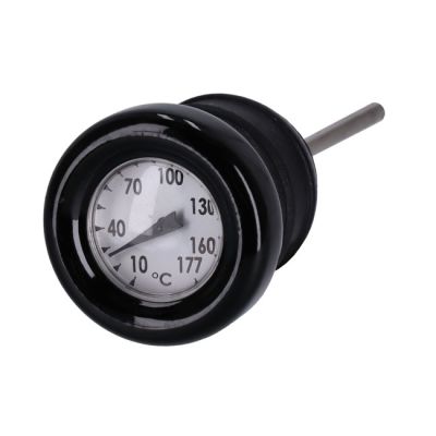 700660 - MCS Oil tank dipstick with temperature gauge. Black w/white face