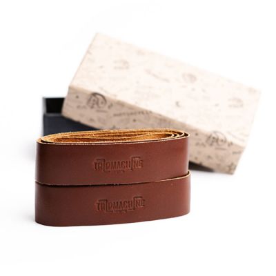 704457 - Tripmachine Trip Machine, leather handlebar grip wraps. Dark Tan Cogna...