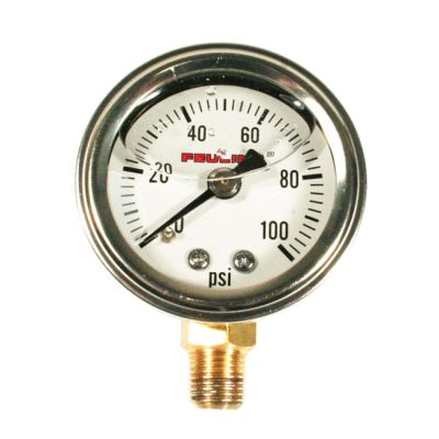 707274 - Feuling, liquid filled 100PSI oil pressure gauge. White