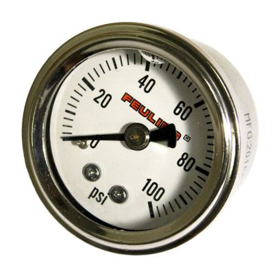707276 - Feuling, liquid filled 100PSI oil pressure gauge. White