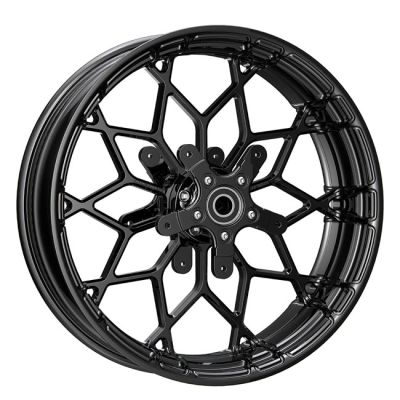 708730 - Arlen Ness, 21x5.5 Fat Factory 'Prodigy' wheel. Front. Black