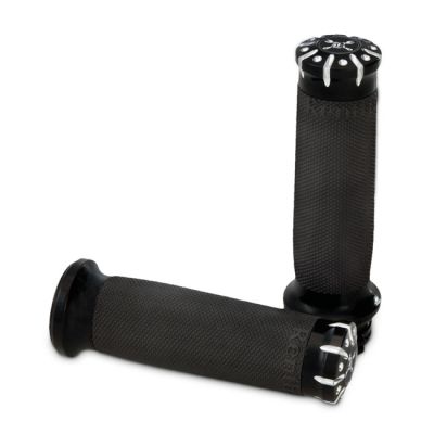 719566 - Burly, Hawk Billet grip set. Black CC stripes/dots