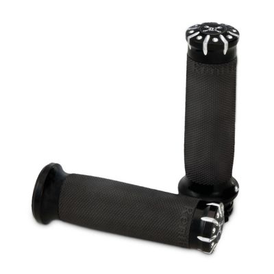 719568 - Burly, Hawk Billet grip set. Black CC stripes/dots