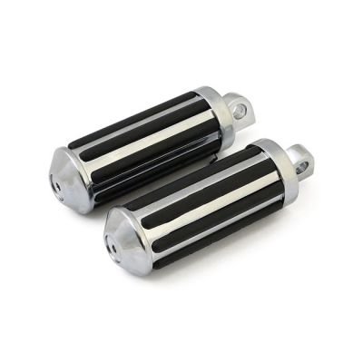900076 - MCS Rail foot pegs large diameter. Chrome w/rubber inlays