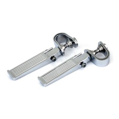 900652 - MCS 'Ribbed' foot peg set. Clamp-on. Chrome