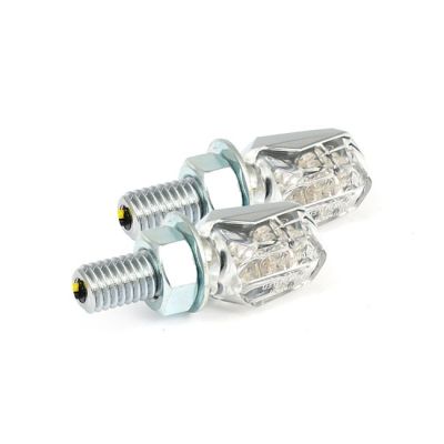 913954 - MCS Tiny, LED turn signals. Chrome, clear lens