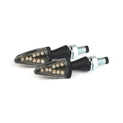 914140 - MCS Black peak, LED turn signals. Black. Clear lens
