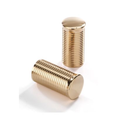 914956 - Kustom Tech, FL handlebar grip ends. Ribbed, pol brass