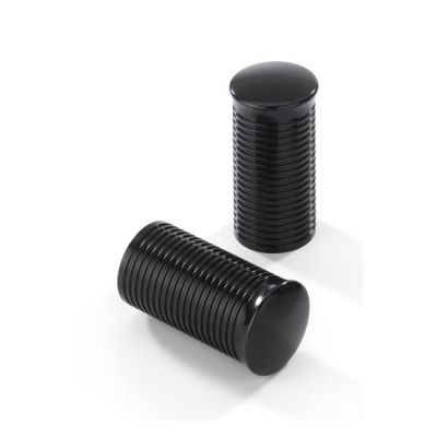 914961 - Kustom Tech, FL handlebar grip ends. Ribbed black aluminum