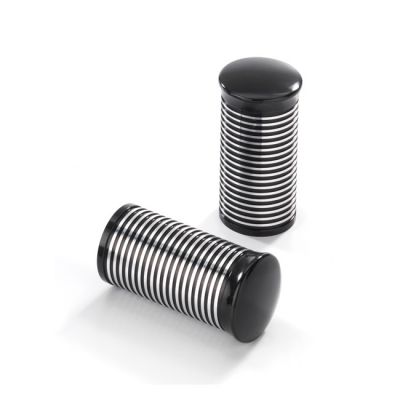 914962 - Kustom Tech, FL handlebar grip ends. Ribbed black CC alu