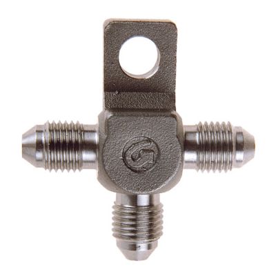920801 - Goodridge t-fitting, with mount tab. Stainless steel