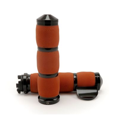923988 - AVON GRIPS Avon air cushioned grips black anodized tan w/throttle boss...